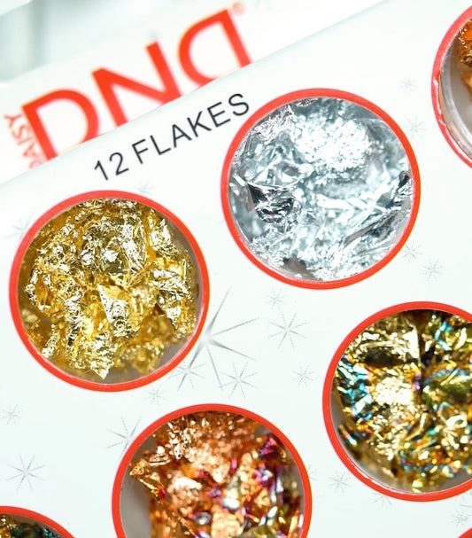 Gold Multi-Color Foil Flakes Nail Design